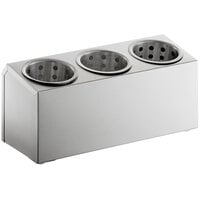 Choice Three Hole Stainless Steel Flatware Organizer with Perforated Stainless Steel Cylinders