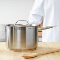 Vollrath 3803 Optio 4 Qt. Stainless Steel Sauce Pan with Aluminum-Clad Bottom and Cover