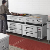Cooking Performance Group 84 inch 4 Drawer Refrigerated Chef Base with 48 inch Gas Radiant Charbroiler and 36 inch Griddle - 250,000 BTU