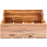 Tablecraft 300101 Half Size 7 3/8" Deep Acacia Wood Food Box / Display Crate