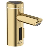 Sloan 3335117 Optima Polished Brass Solar Powered Deck Mounted Sensor Faucet with 5 3/8" Spout, Side Mixer, and 0.5 GPM Aerated Spray Device