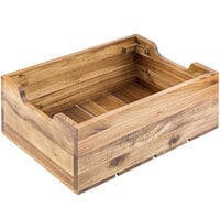 Tablecraft 300100 Full Size 7 3/8" Deep Acacia Wood Food Box / Display Crate