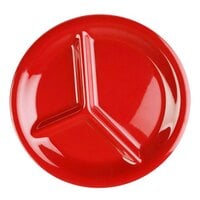 Thunder Group CR710PR 10 1/4 inch Pure Red 3-Compartment Melamine Plate - 12/Pack