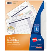 Avery® 11835 5-Tab Clear Big Tab Plastic Dividers