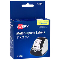 Avery® 4184 1 inch x 2 1/8 inch White Direct Thermal Multipurpose Labels - 500/Pack