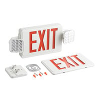 Lavex Remote Capable Red LED Exit Sign / Emergency Light Combo with Adjustable Arrows and Ni-Cad Battery Backup - 2.0W Unit