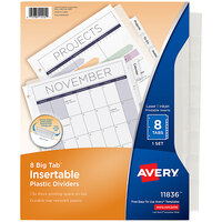 Avery® 11836 8-Tab Clear Big Tab Plastic Dividers