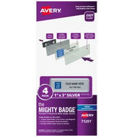Avery® Mighty Badge 71201 1 inch x 3 inch Reusable Name Badge System for Inkjet Printers - 4/Pack