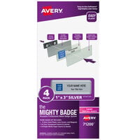Avery® Mighty Badge 71200 1 inch x 3 inch Reusable Name Badge System for Laser Printers - 4/Pack