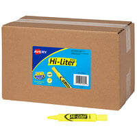 Avery® Hi-Liter® 24130 Fluorescent Yellow Chisel Tip Desk Style Highlighter - 200/Box