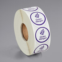 Point Plus Gluten Allergen Permanent 1" Purple Label - 1000/Roll