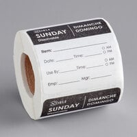 Noble Products Sunday 2 inch x 2 inch Dissolvable Day of the Week Label - 250/Roll