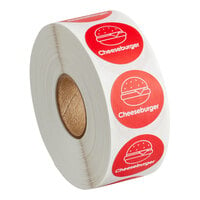 Point Plus Cheeseburger Permanent 1" Red Label - 1000/Roll