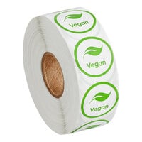 Point Plus 1" Round Green Permanent Vegan Label - 1000/Roll