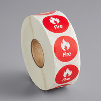 Point Plus Fire Permanent 1 inch Red Label - 1000/Roll