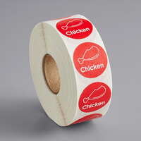 Point Plus Chicken Permanent 1 inch Red Label - 1000/Roll