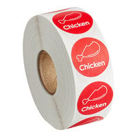 Point Plus Chicken Permanent 1" Red Label - 1000/Roll