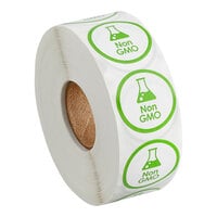 Point Plus 1" Round Green Permanent Non-GMO Label - 1000/Roll