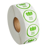 Point Plus "Egg Free" Permanent 1" Green Label - 1000/Roll