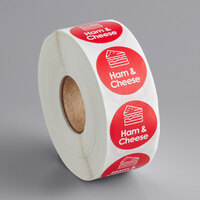 Point Plus Ham & Cheese Permanent 1 inch Red Label - 1000/Roll