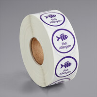Point Plus Fish Allergen Permanent 1 inch Purple Label - 1000/Roll