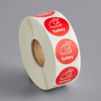 Point Plus Turkey Permanent 1 inch Red Label - 1000/Roll
