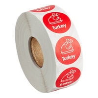 Point Plus Turkey Permanent 1" Red Label - 1000/Roll