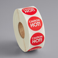 Point Plus Caution Hot Permanent 1 inch Red Label - 1000/Roll