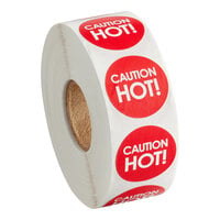 Point Plus Caution Hot Permanent 1" Red Label - 1000/Roll