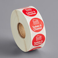 Point Plus Turkey & Cheese Permanent 1 inch Red Label - 1000/Roll