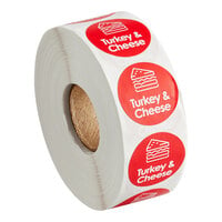 Point Plus Turkey & Cheese Permanent 1" Red Label - 1000/Roll