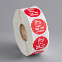 Point Plus Ham, Egg, and Cheese Permanent 1 inch Red Label - 1000/Roll