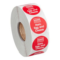 Point Plus Ham, Egg, and Cheese Permanent 1" Red Label - 1000/Roll