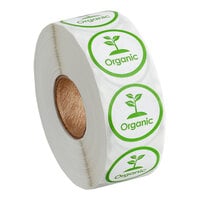 Point Plus 1" Round Green Permanent Organic Label - 1000/Roll