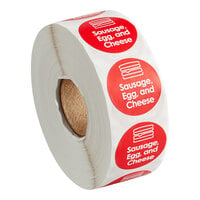 Point Plus Sausage, Egg, and Cheese Permanent 1" Red Label - 1000/Roll