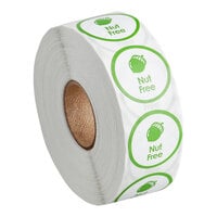 Point Plus "Nut Free" Permanent 1" Green Label - 1000/Roll