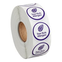 Point Plus Tree Nuts Allergen Permanent 1" Purple Label - 1000/Roll
