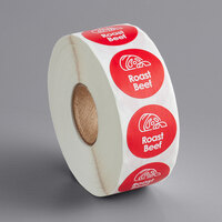 Point Plus Roast Beef Permanent 1 inch Red Label - 1000/Roll