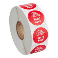 Point Plus Roast Beef Permanent 1" Red Label - 1000/Roll