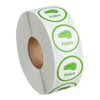 Point Plus 1" Round Green Permanent Paleo Label - 1000/Roll