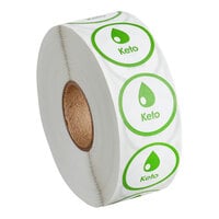 Point Plus 1" Round Green Permanent Keto Label - 1000/Roll