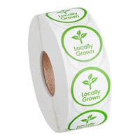 Point Plus 1" Round Green Permanent Locally Grown Label - 1000/Roll