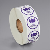 Point Plus Egg Allergen Permanent 1 inch Purple Label - 1000/Roll