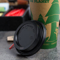 Choice 8 oz. Squat to 24 oz. Black Hot Paper Cup Travel Lid - 100/Pack