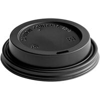 Choice Black Hot Paper Cup Travel Lid for 10-24 oz. Standard Cups and 8 oz. Squat Cups - 100/Pack