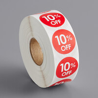 Point Plus 10% Off Permanent 1 inch Red Label - 1000/Roll