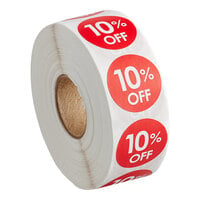 Point Plus 10% Off Permanent 1" Red Label - 1000/Roll