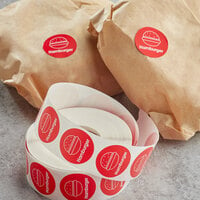 Point Plus Hamburger Permanent 1 inch Red Label - 1000/Roll