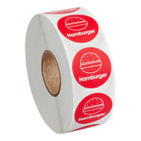 Point Plus Hamburger Permanent 1" Red Label - 1000/Roll