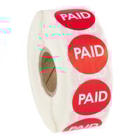 PointPlus Paid Permanent 1" Red Label - 1,000/Roll